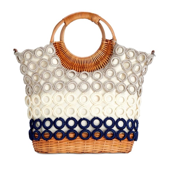INC International Concepts Woven Rings Wicker Crossbody Bag - Picture 1 of 8